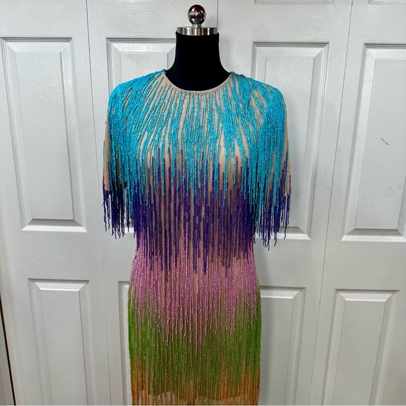 Nasty Gal Rainbow Tassel Fringe Shift Dress - Picture 4 of 11